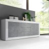 Sideboard mit 2 Türen und 3 Schubladen in Hochglanz Weiß-Beton 210cm Tribus BC Basic Rabatte