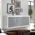 Sideboard mit 2 Türen und 3 Schubladen in Hochglanz Weiß-Beton 210cm Tribus BC Basic Aktion