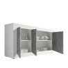 Modernes Wohnzimmer Sideboard 3 Türen glänzend weiß Zement Modis BC Basic Sales