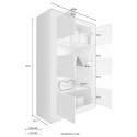 Wohnzimmer-Vitrine mit 4 modernen, glänzend weißen Türen und Zementeffekt Tina BC Basic. Auswahl