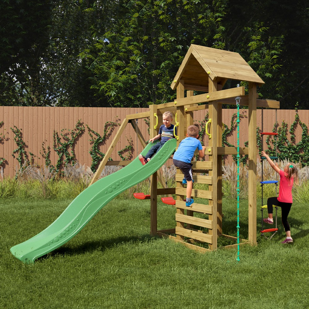 Kinderspielplatz Garten mit Rutsche, Klettergerüst, Spielhaus und Schaukeln Mixter