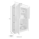 Sideboard 4 Türen Hochglanz Weiß und Holz Novia BW Basic Modell