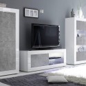 Moderner TV-Schrank in Weiß Hochglanz und Betongrau Diver BC Basic Rabatte