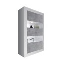 Moderne Wohnzimmer-Vitrine 4 Türen, weiß hochglanz Zementoptik Tina BC Basic Angebot