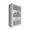Moderne Wohnzimmer-Vitrine 4 Türen, weiß hochglanz Zementoptik Tina BC Basic Angebot
