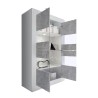 Moderne Wohnzimmer-Vitrine 4 Türen, weiß hochglanz Zementoptik Tina BC Basic Sales