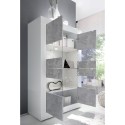 Moderne Wohnzimmer-Vitrine 4 Türen, weiß hochglanz Zementoptik Tina BC Basic Lagerbestand