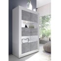Moderne Wohnzimmer-Vitrine 4 Türen, weiß hochglanz Zementoptik Tina BC Basic Katalog