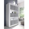 Wohnzimmer-Vitrine mit 4 modernen, glänzend weißen Türen und Zementeffekt Tina BC Basic. Katalog