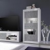 Moderne Wohnzimmer-Vitrine 4 Türen, weiß hochglanz Zementoptik Tina BC Basic Rabatte
