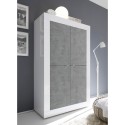 Küchen- und Wohnzimmer-Sideboard 4 Türen Hochglanz Weiß Betonoptik Novia BC Basic Rabatte