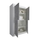 Küchen- und Wohnzimmer-Sideboard 4 Türen Hochglanz Weiß Betonoptik Novia BC Basic Sales