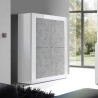 Küchen- und Wohnzimmer-Sideboard 4 Türen Hochglanz Weiß Betonoptik Novia BC Basic Lagerbestand
