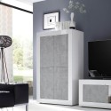Küchen- und Wohnzimmer-Sideboard 4 Türen Hochglanz Weiß Betonoptik Novia BC Basic Aktion