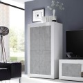 Küchen- und Wohnzimmer-Sideboard 4 Türen Hochglanz Weiß Betonoptik Novia BC Basic Aktion