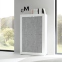 Küchen- und Wohnzimmer-Sideboard 4 Türen Hochglanz Weiß Betonoptik Novia BC Basic Auswahl