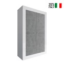 Küchenschrank Wohnzimmerschrank Madia 4 Türen glänzendes weißes Zement Novia BC Basic. Verkauf