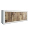 Wohnzimmer Anrichte Buffet 4 Türen 207 cm Hochglanz Weiß und Holz Altea BW Angebot