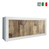 Wohnzimmer Anrichte Buffet 4 Türen 207 cm Hochglanz Weiß und Holz Altea BW Verkauf