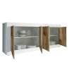 Wohnzimmer Anrichte Buffet 4 Türen 207 cm Hochglanz Weiß und Holz Altea BW Sales