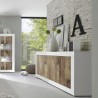 Wohnzimmer Anrichte Buffet 4 Türen 207 cm Hochglanz Weiß und Holz Altea BW Rabatte