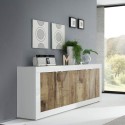 Wohnzimmer Anrichte Buffet 4 Türen 207 cm Hochglanz Weiß und Holz Altea BW Katalog