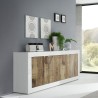 Wohnzimmer Anrichte Buffet 4 Türen 207 cm Hochglanz Weiß und Holz Altea BW Katalog