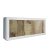 Sideboard Wohnzimmer 2 Türen 3 Schubladen Hochglanz Weiß und Holz Tribus BW Basic Angebot