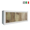 Sideboard Wohnzimmer 2 Türen 3 Schubladen Hochglanz Weiß und Holz Tribus BW Basic Verkauf