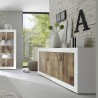 Sideboard Wohnzimmer 2 Türen 3 Schubladen Hochglanz Weiß und Holz Tribus BW Basic Katalog