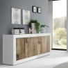 Sideboard Wohnzimmer 2 Türen 3 Schubladen Hochglanz Weiß und Holz Tribus BW Basic Lagerbestand