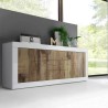 Sideboard Wohnzimmer 2 Türen 3 Schubladen Hochglanz Weiß und Holz Tribus BW Basic Rabatte