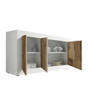 Weiße Hochglanz Anrichte Sideboard Wohnzimmer Holz 3 Türen 160 cm Modis BW Basic Sales