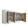 Weiße Hochglanz Anrichte Sideboard Wohnzimmer Holz 3 Türen 160 cm Modis BW Basic Sales
