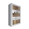 Weißer Hochglanz-Wohnzimmerschrank mit 4 Glas- und Holztüren Tina BW Basic Angebot