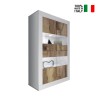 Weißer Hochglanz-Wohnzimmerschrank mit 4 Glas- und Holztüren Tina BW Basic Verkauf