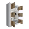 Weißer Hochglanz-Wohnzimmerschrank mit 4 Glas- und Holztüren Tina BW Basic Sales