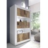 Weißer Hochglanz-Wohnzimmerschrank mit 4 Glas- und Holztüren Tina BW Basic Modell