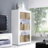 Weißer Hochglanz-Wohnzimmerschrank mit 4 Glas- und Holztüren Tina BW Basic Rabatte