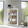 Weißer Hochglanz-Wohnzimmerschrank mit 4 Glas- und Holztüren Tina BW Basic Auswahl