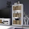 Weißer Hochglanz-Wohnzimmerschrank mit 4 Glas- und Holztüren Tina BW Basic Katalog