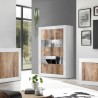 Weißer Hochglanz-Wohnzimmerschrank mit 4 Glas- und Holztüren Tina BW Basic Aktion