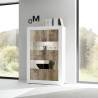Weißer Hochglanz-Wohnzimmerschrank mit 4 Glas- und Holztüren Tina BW Basic Lagerbestand