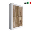 Sideboard 4 Türen Hochglanz Weiß und Holz Novia BW Basic Verkauf