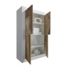 Sideboard 4 Türen Hochglanz Weiß und Holz Novia BW Basic Sales