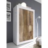 Sideboard 4 Türen Hochglanz Weiß und Holz Novia BW Basic Auswahl