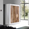 Sideboard 4 Türen Hochglanz Weiß und Holz Novia BW Basic Rabatte