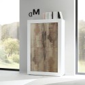 Sideboard 4 Türen Hochglanz Weiß und Holz Novia BW Basic Lagerbestand