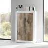 Sideboard 4 Türen Hochglanz Weiß und Holz Novia BW Basic Lagerbestand