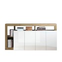 Sideboard Anrichte 184cm 4 Türen Hochglanz Weiß Eiche Cadiz BR Angebot